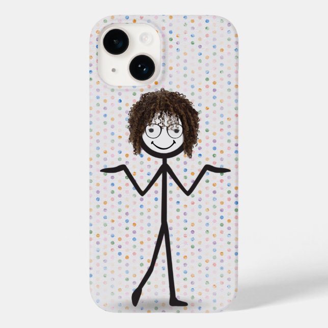Stick Figure Girl With Hair and Glasses Case-Mate iPhone Case (Back)