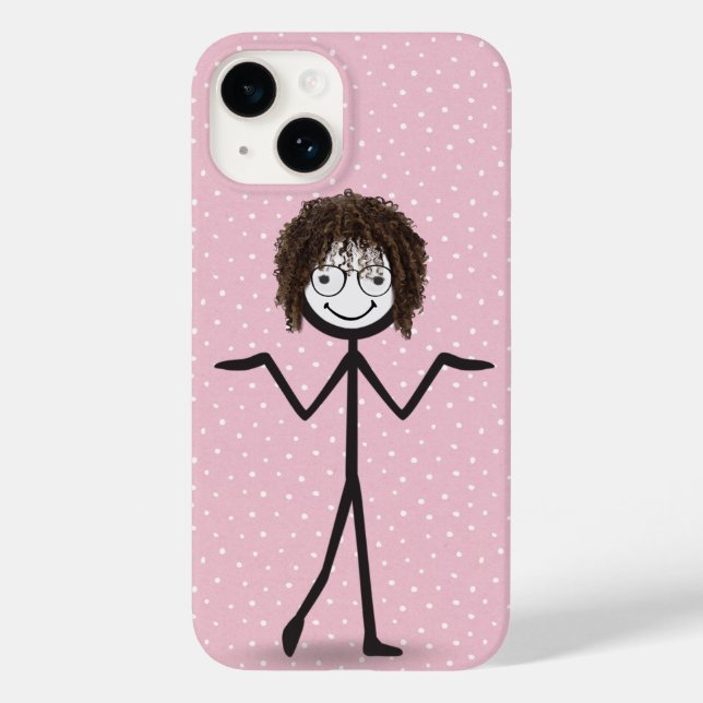 Stick Figure Girl With Hair and Glasses Case-Mate iPhone Case (Back)