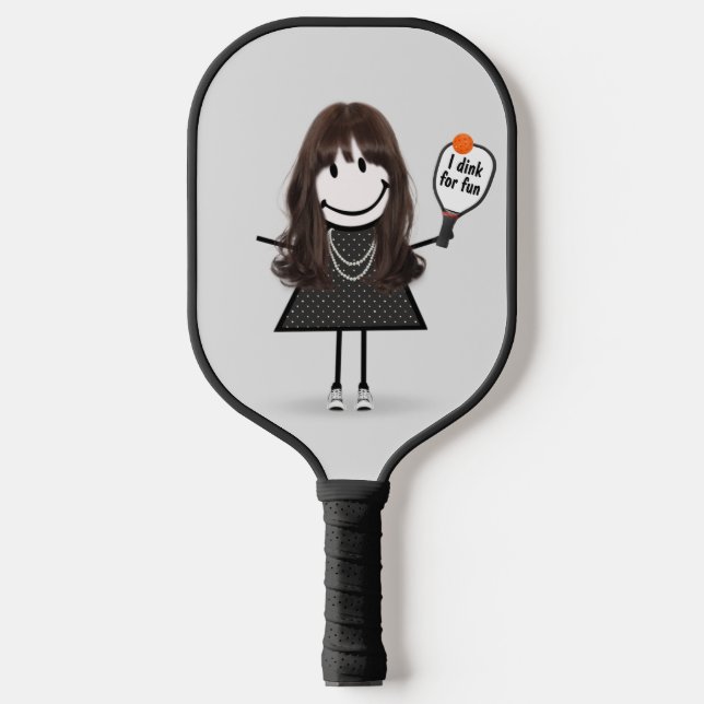 Stick Figure Girl with Pickleball Paddle (Front)