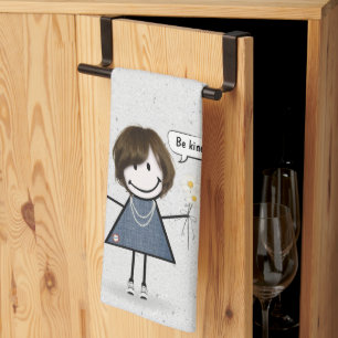 Stick Figure Girl with Quote Kitchen Towel
