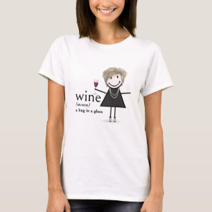 Stick Figure Girl With Red Wine  T-Shirt