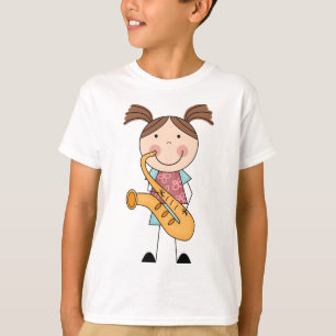 Stick Figure Girl With Saxophone T-Shirt