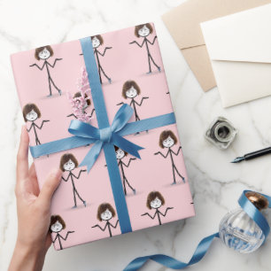 Stick Figure Girl  With Sneakers Wrapping Paper
