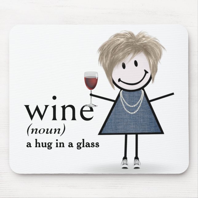 Stick Figure Girl With Wine Glass Mouse Pad (Front)