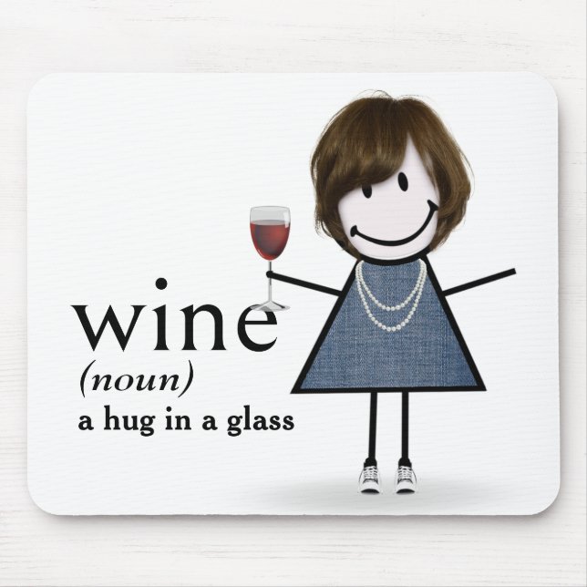 Stick Figure Girl With Wine Mouse Pad (Front)