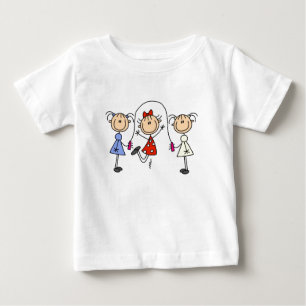 Stick Figure GIrls Jumping Rope Baby T-Shirt