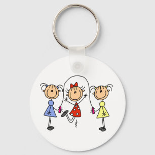 Stick Figure GIrls Jumping Rope Keychain