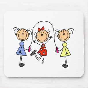 Stick Figure GIrls Jumping Rope Mouse Pad