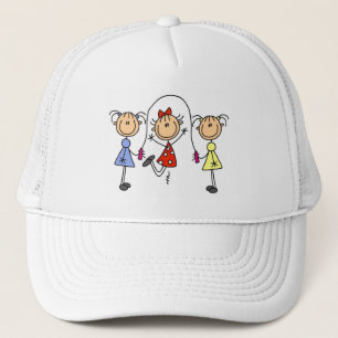 Stick Figure GIrls Jumping Rope Trucker Hat