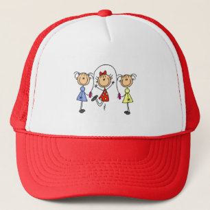 Stick Figure GIrls Jumping Rope Trucker Hat