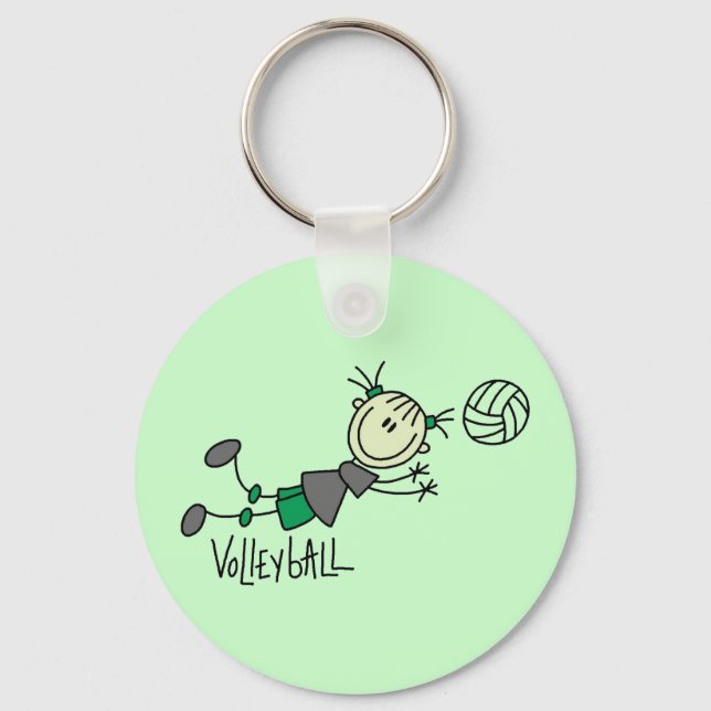Stick Figure Girls Volleyball T-shirts and Gifts Keychain (Front)