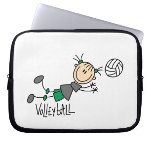 Stick Figure Girls Volleyball T-shirts and Gifts Laptop Sleeve