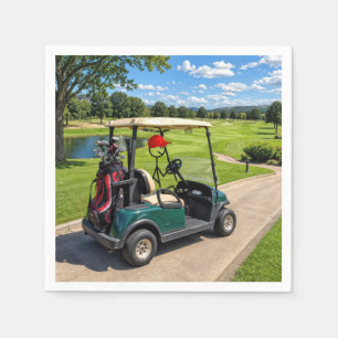 Stick Figure Golfer in a Golf Cart Napkin