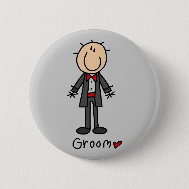 Stick Figure Groom T-shirts and Gifts 2 Inch Round Button (Front)