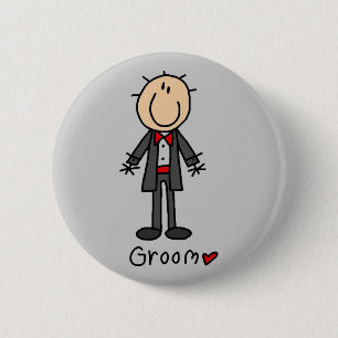 Stick Figure Groom T-shirts and Gifts 2 Inch Round Button