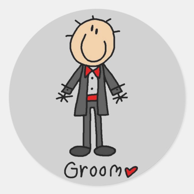 Stick Figure Groom T-shirts and Gifts Classic Round Sticker (Front)
