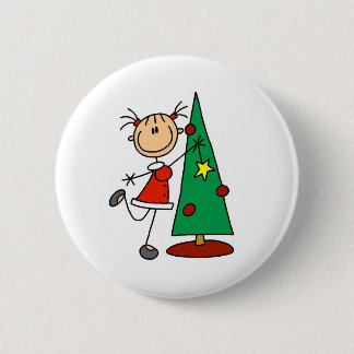 Stick Figure Holiday Tree 2 Inch Round Button