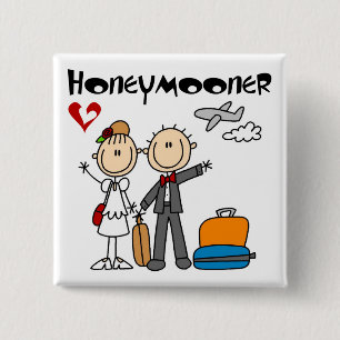Stick Figure Honeymooner T-shirts and Gifts 2 Inch Square Button