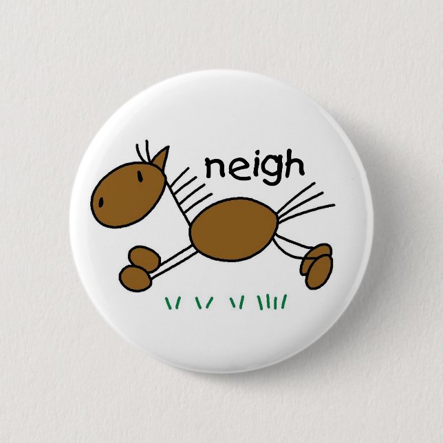 Stick Figure Horse 2 Inch Round Button (Front)