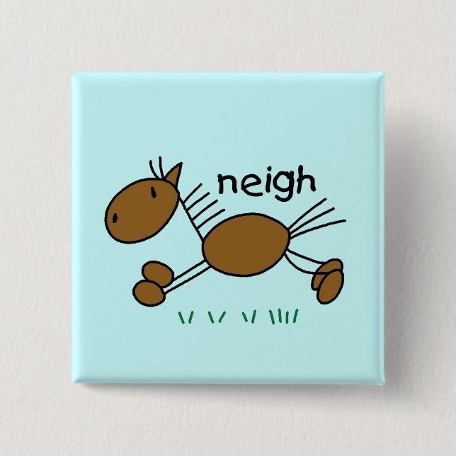 Stick Figure Horse Tshirts and Gifts 2 Inch Square Button (Front)