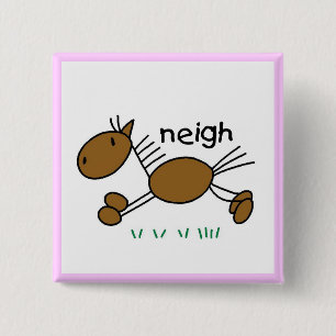 Stick Figure Horse Tshirts and Gifts 2 Inch Square Button