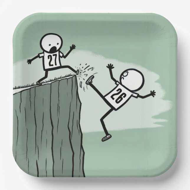 Stick Figure Humour for 2027 New Year  Paper Plate (Front)