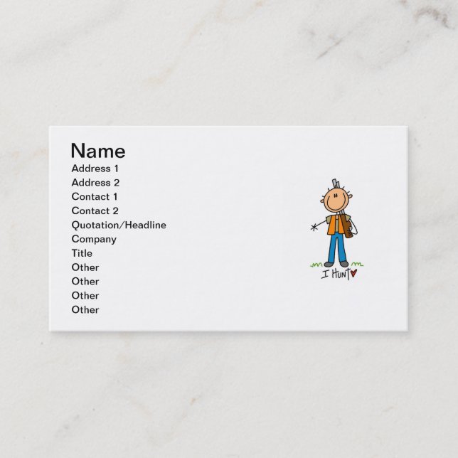 Stick Figure Hunter Business Card (Front)