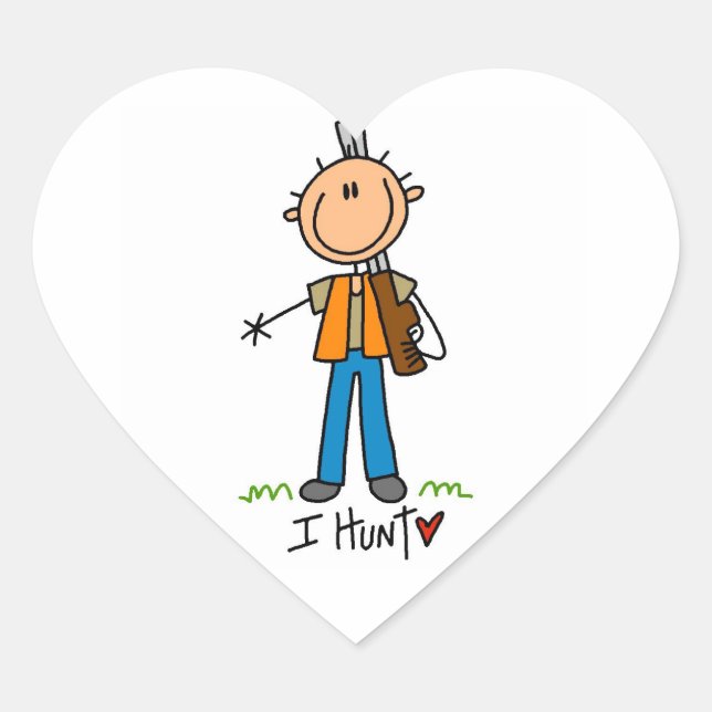 Stick Figure Hunter Heart Sticker (Front)