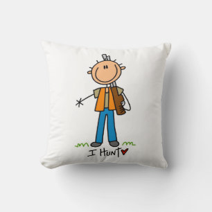 Stick Figure Hunter Throw Pillow