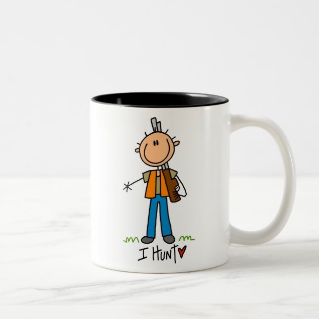 Stick Figure Hunter Two-Tone Coffee Mug (Right)
