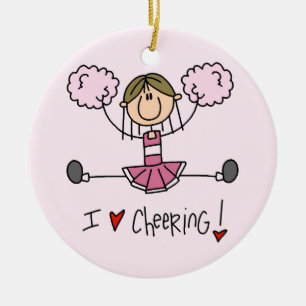 Stick Figure I Love Cheering T-shirts and Gifts Ceramic Ornament
