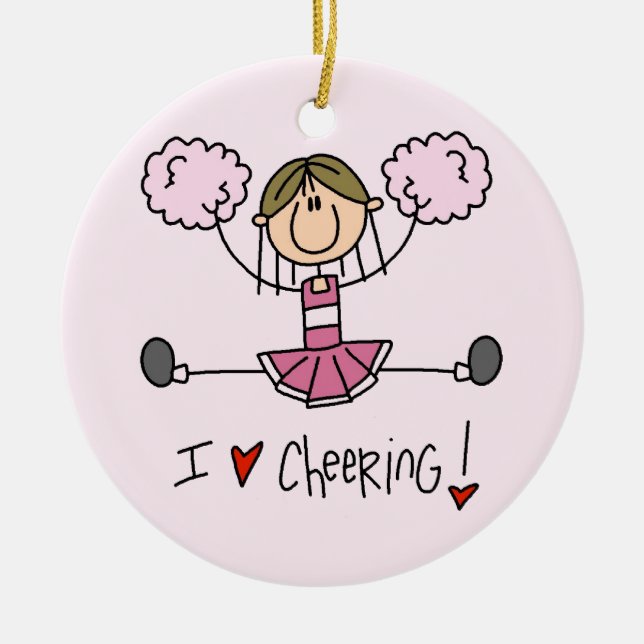 Stick Figure I Love Cheering T-shirts and Gifts Ceramic Ornament (Front)