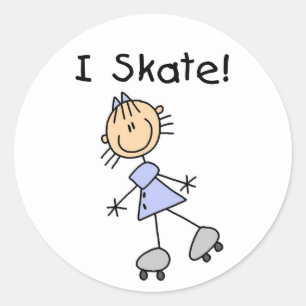 Stick Figure I Skate Tshirts and Gifts Classic Round Sticker