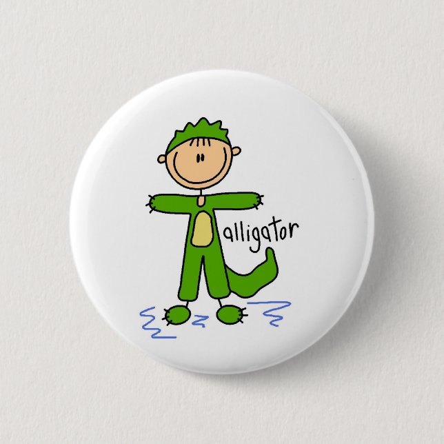 Stick Figure In Alligator Suit Button (Front)
