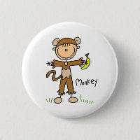 Stick Figure In Monkey Suit Button