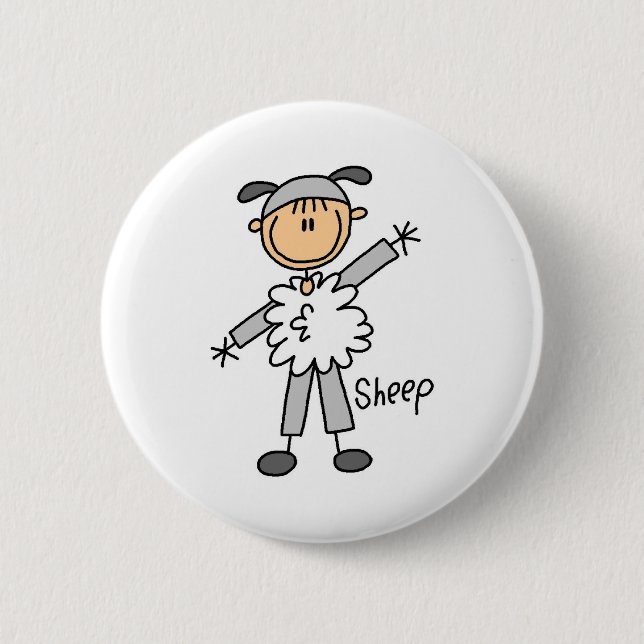 Stick Figure In Sheep Suit Button (Front)