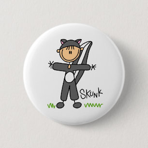 Stick Figure In Skunk Suit Button