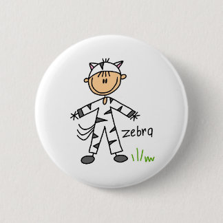 Stick Figure In Zebra Suit Button