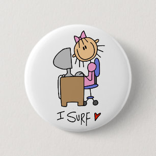 Stick Figure Internet Surfer 2 Inch Round Button