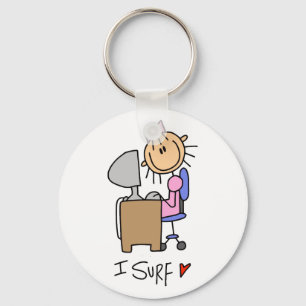 Stick Figure Internet Surfer Keychain