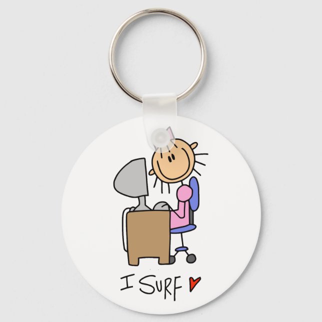 Stick Figure Internet Surfer Keychain (Front)