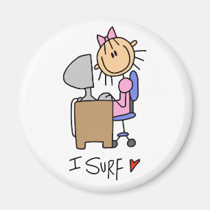 Stick Figure Internet Surfer Magnet