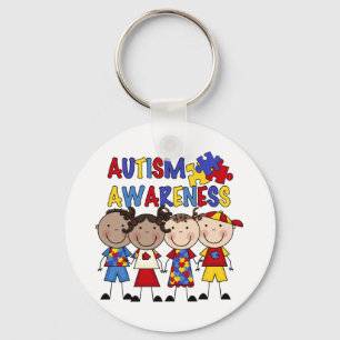 Stick Figure Kids Autism Awareness Keychain