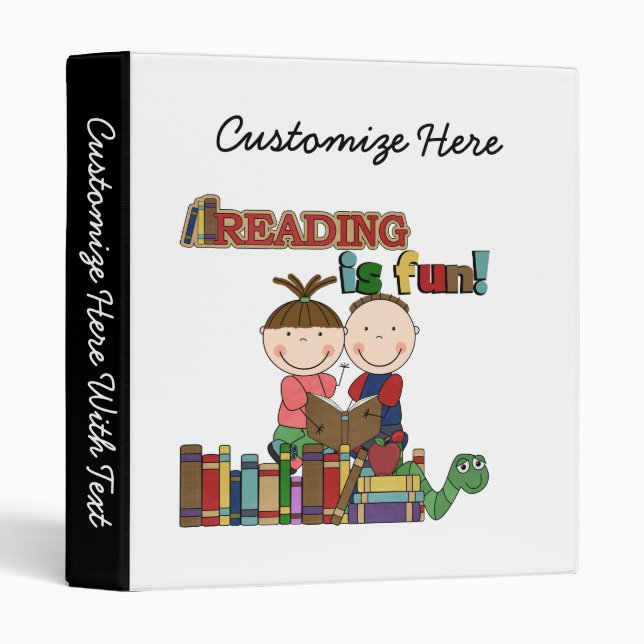 Stick Figure Kids Reading is Fun Binder (Front/Spine)