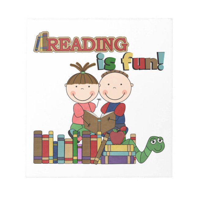 Stick Figure Kids Reading is Fun Notepad (Front)
