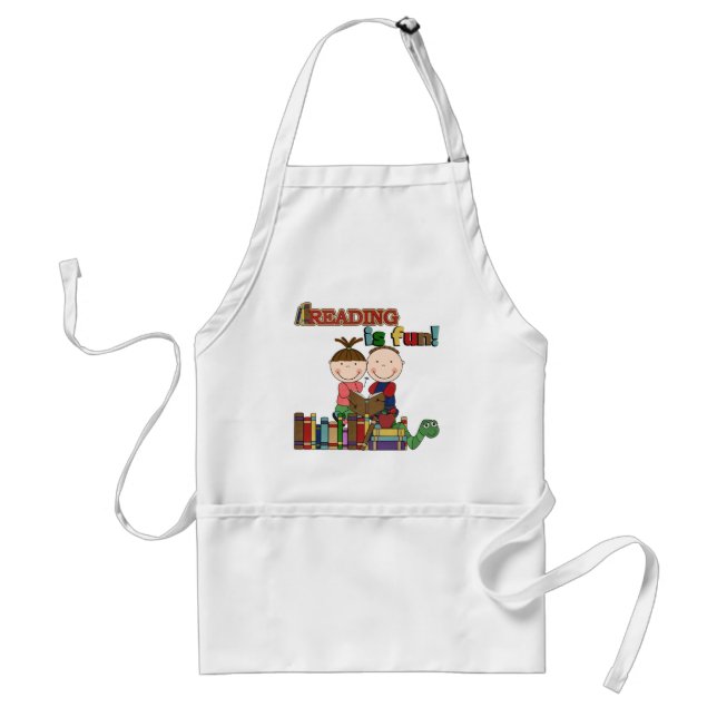 Stick Figure Kids Reading is Fun Standard Apron (Front)