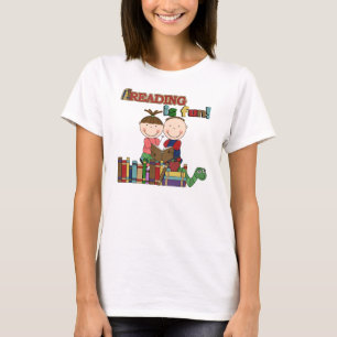 Stick Figure Kids Reading is Fun T-Shirt