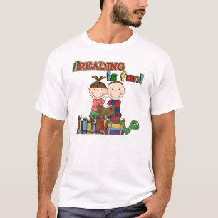 Stick Figure Kids Reading is Fun T-Shirt