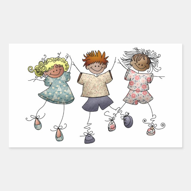 Stick Figure Kids Sticker (Front)