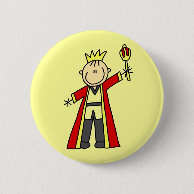 Stick Figure King 2 Inch Round Button (Front)